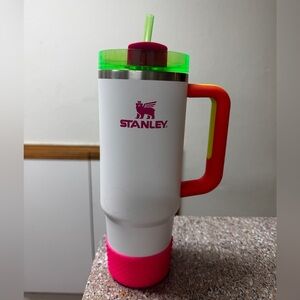 Stanley White and Pink Tumbler with Neon Accents